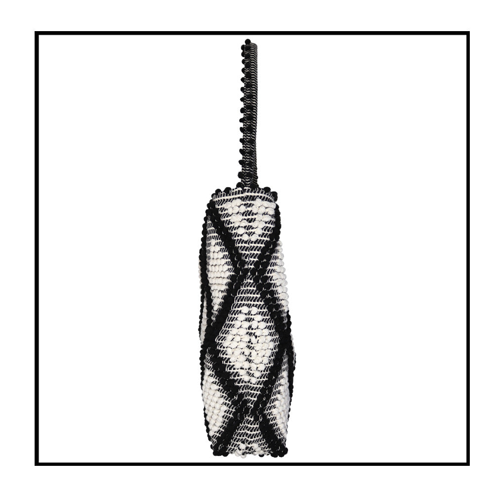 BULTEI Rombi - Ethically Crafted Handwoven Cotton BUCKET Bag: Sustainable Elegance with Redefined Quality in BLACK and CREAM