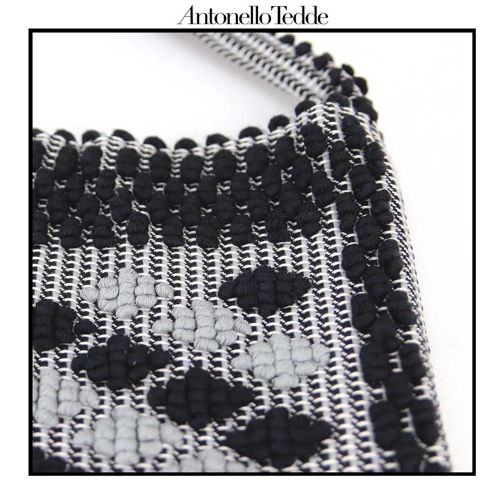 Mariapia Rombetti - Ethically Crafted Sardinian Handwoven Cotton Bag: Sustainable Elegance with Redefined Quality in GREY and BLACK