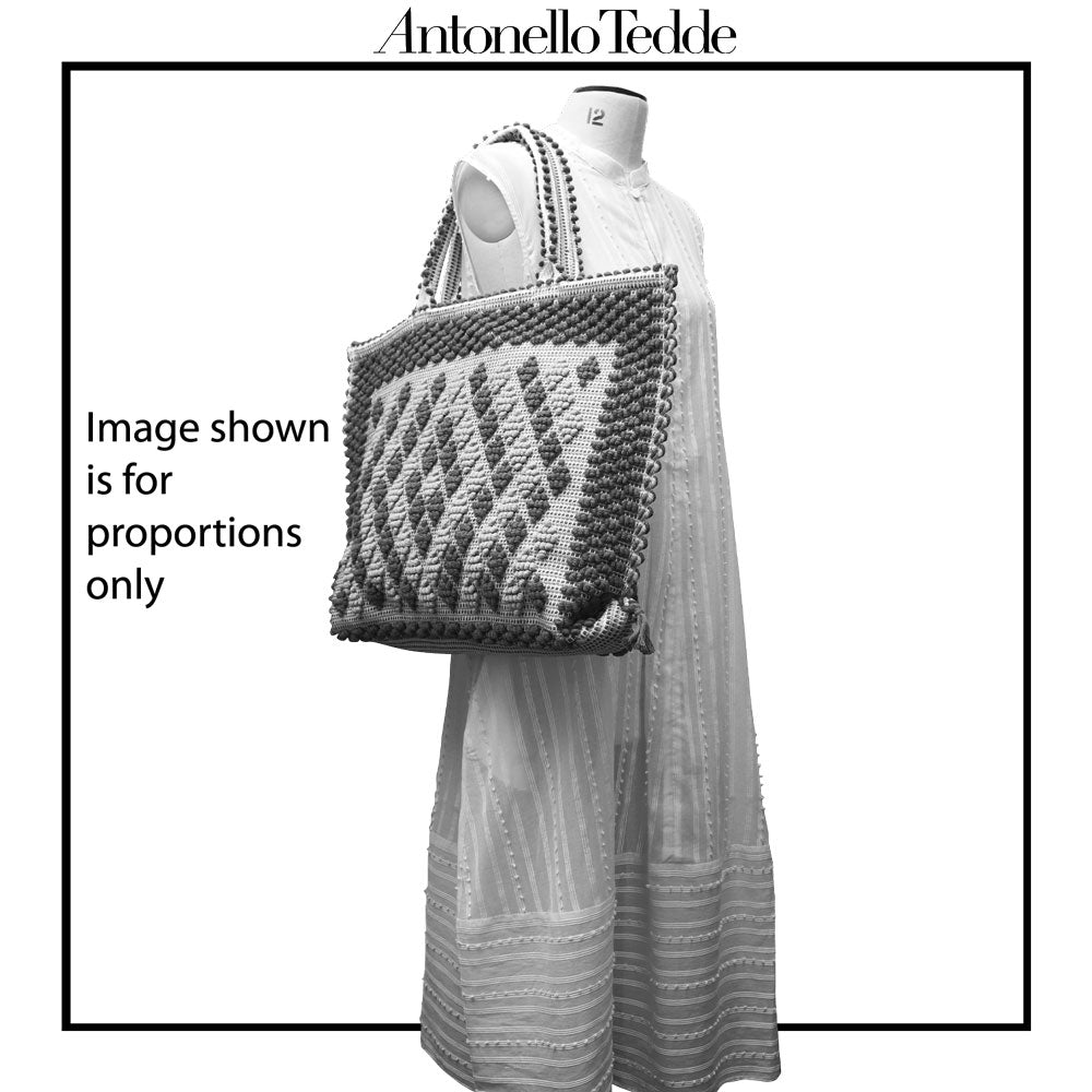 CAPRICCIOLI LARGE Rombetti Tote - Sustainable handwoven large tote fashion handbag - BLACK with GREY