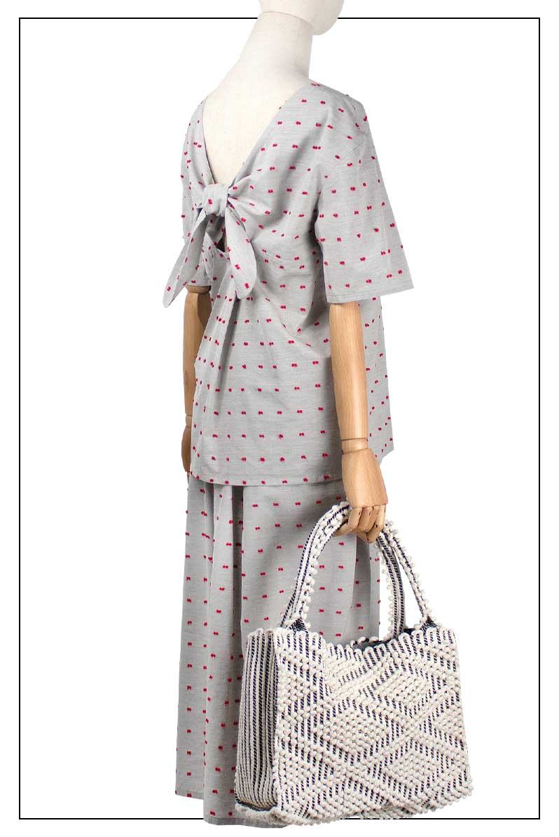 MONTESANTU SM - Sustainable handwoven small hobo handbag - Cream Linen and Black base bag