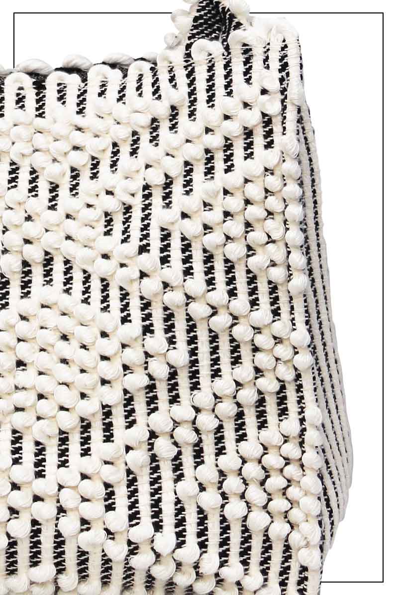 MONTESANTU SM - Sustainable handwoven small hobo handbag - Cream Linen and Black base bag