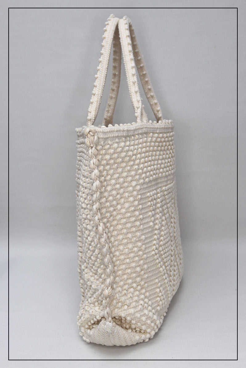 Large TOTE CREAM LINEN SIDE - summer bag - luxury handbag - handwoven tote made in Italy by hand • timeless individualistic fashion • eco-friendly fashion • socially responsible, lasting fashion.