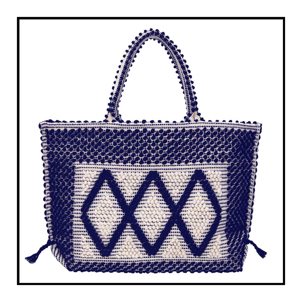 Main view front handbag - Sustainable tote - summer bag - luxury handbag - handwoven black and white tote made in Italy by hand • timeless individualistic fashion • eco-friendly fashion • socially responsible, lasting fashion