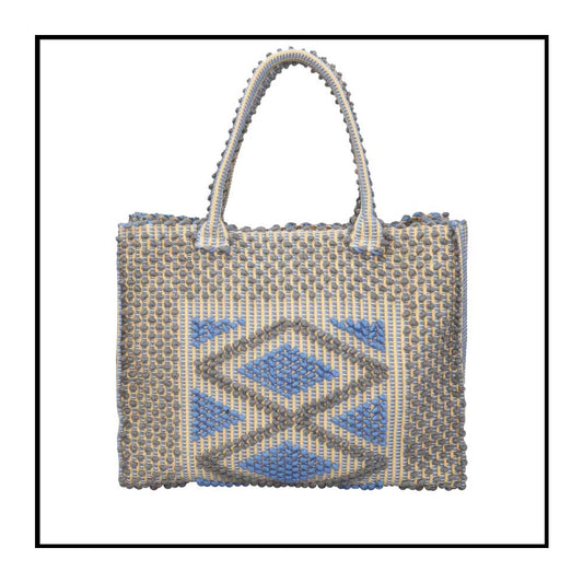 LISCIA Rombi Large - Sustainable handwoven large tote handbag - pastel or blue bag