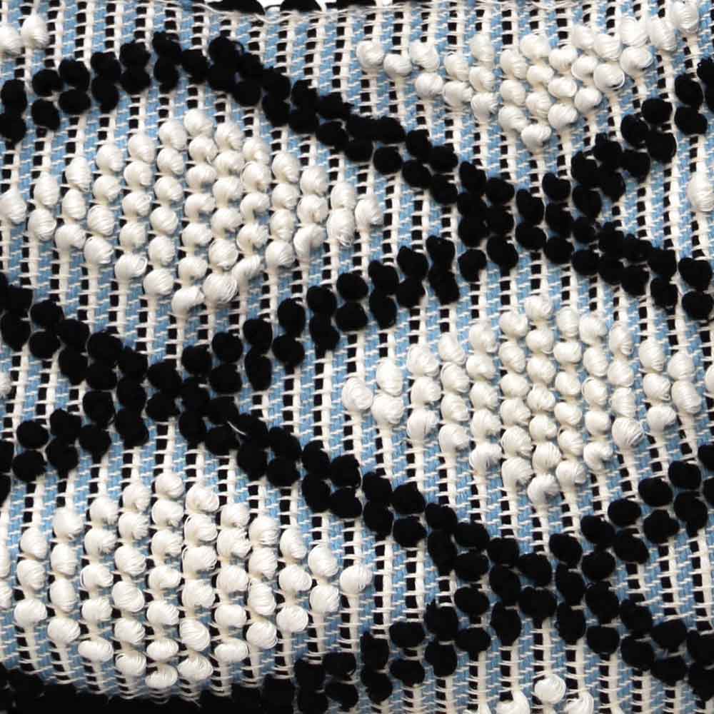 MONTESANTU SM - Sustainable handwoven small hobo handbag - Cream Linen with Black and light blue base bag