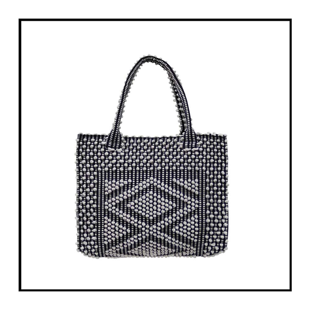 CREAM AND BLACK  Sustainable MEDIUM tote - summer bag - luxury handbag - handwoven black and white tote made in Italy by hand • timeless individualistic fashion • eco-friendly fashion • socially responsible, lasting fashion.
