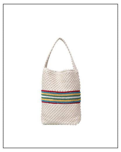 BULTEI Rombi - Ethically Crafted Sardinian Handwoven Cotton Bag: Sustainable Elegance with Redefined Quality in CREAM AND MULTICOLOUR