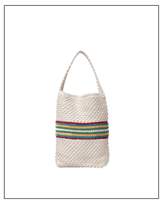 BULTEI Rombi - Ethically Crafted Sardinian Handwoven Cotton Bag: Sustainable Elegance with Redefined Quality in CREAM AND MULTICOLOUR