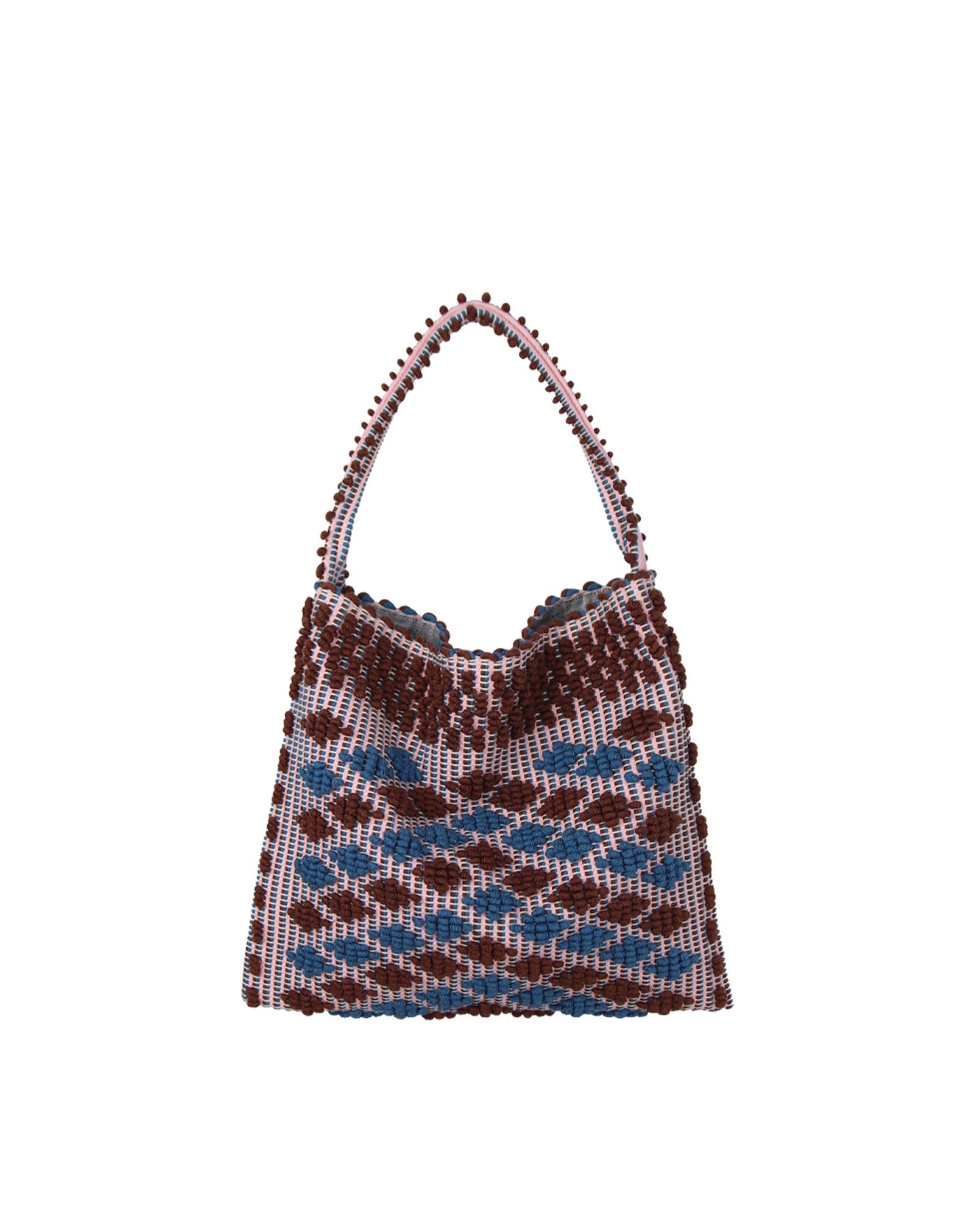 Mariapia Rombetti Med - Ethically Crafted Sardinian Handwoven Cotton Bag: Sustainable Elegance with Redefined Quality in HAZELNUT and DENIM