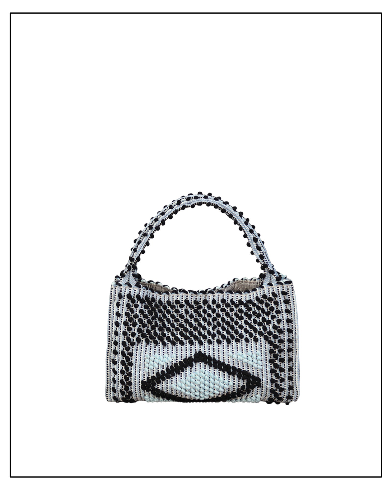 MONTE SANTU - HOBO BAG - Black and Light Blue linen handbag -  eco luxury bags and accessories brand Antonello Tedde.