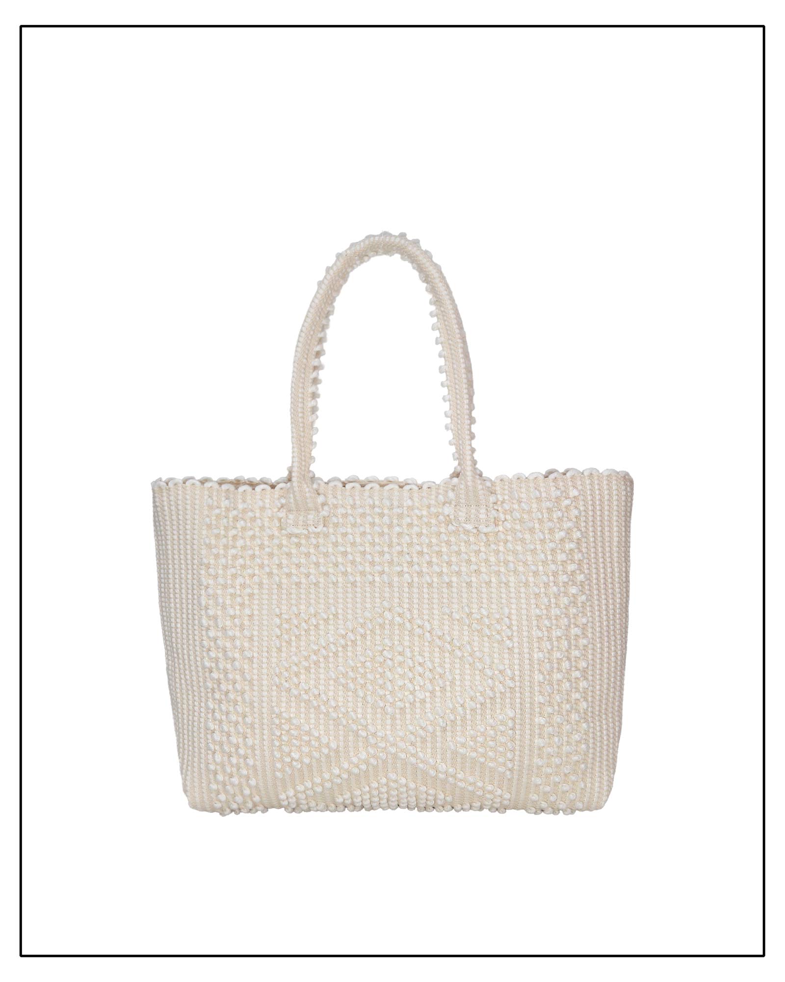 Main view front handbag - Sustainable tote - summer bag - luxury handbag - handwoven black and white tote made in Italy by hand • timeless individualistic fashion • eco-friendly fashion • socially responsible, lasting fashion.