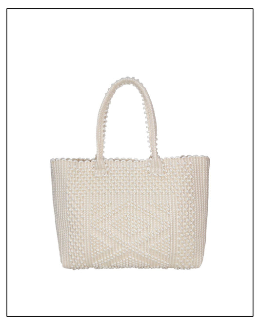 Main view front handbag - Sustainable tote - summer bag - luxury handbag - handwoven black and white tote made in Italy by hand • timeless individualistic fashion • eco-friendly fashion • socially responsible, lasting fashion.