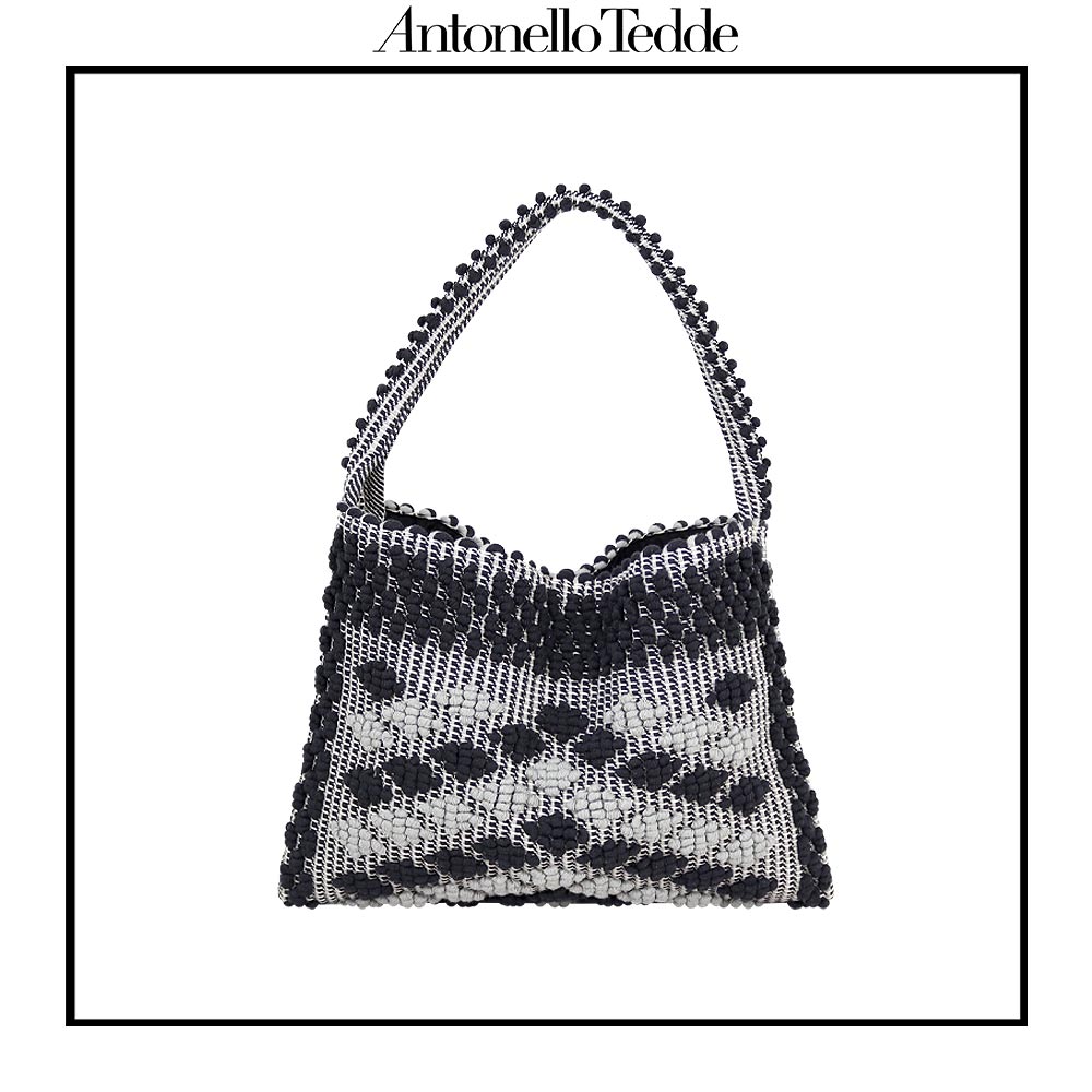 Mariapia Rombetti - Ethically Crafted Sardinian Handwoven Cotton Bag: Sustainable Elegance with Redefined Quality in GREY and BLACK