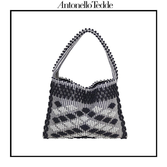 Mariapia Rombetti - Ethically Crafted Sardinian Handwoven Cotton Bag: Sustainable Elegance with Redefined Quality in GREY and BLACK