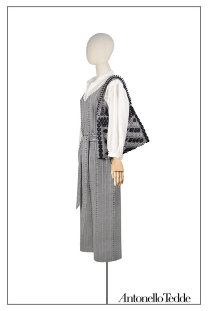 Mariapia Rombetti - Ethically Crafted Sardinian Handwoven Cotton Bag: Sustainable Elegance with Redefined Quality in GREY and BLACK