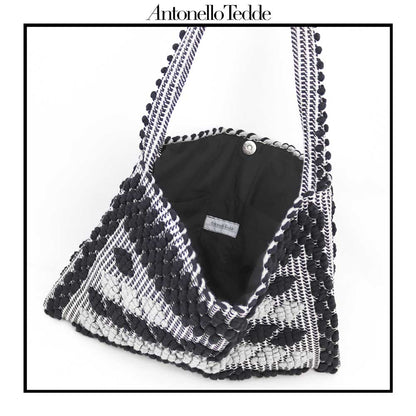 Mariapia Rombetti - Ethically Crafted Sardinian Handwoven Cotton Bag: Sustainable Elegance with Redefined Quality in GREY and BLACK