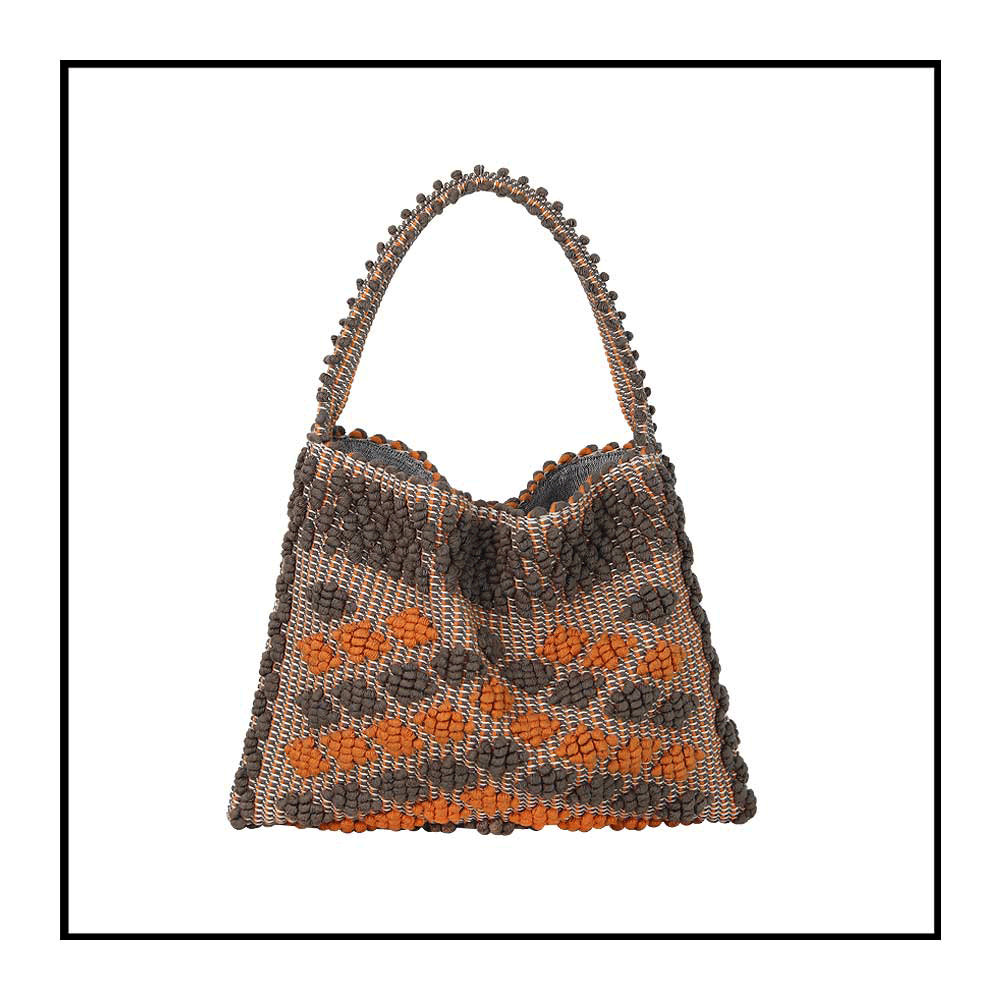 gallery of Quality eco-conscious hobo bag handwoven orange and taupe. Stylish clothes and Eco-Friendly with recycled yarns #luxury #ecoconcious #sustainablestyle  #ethicalbrands #ecoliving  #ecofashion #ecostyle #ethicalhandbags #handbags #sustainablelifestyle #ethicalfashion #sustainability
