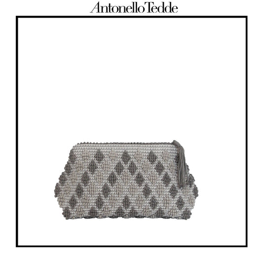 PIATTA Rombetti - Sustainable handwoven zip purse handbag entirety hand-woven. TAUPE and DARK TAUPE