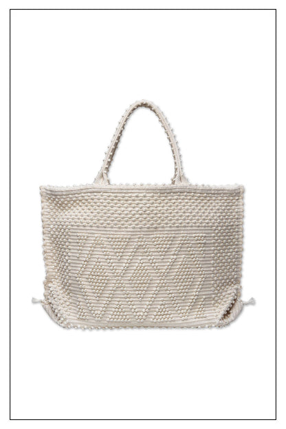 Large TOTE CREAM LINEN  - summer bag - luxury handbag - handwoven tote made in Italy by hand • timeless individualistic fashion • eco-friendly fashion • socially responsible, lasting fashion.