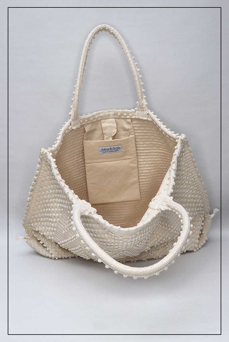 Large TOTE CREAM LINEN INSIDE- summer bag - luxury handbag - handwoven tote made in Italy by hand • timeless individualistic fashion • eco-friendly fashion • socially responsible, lasting fashion.