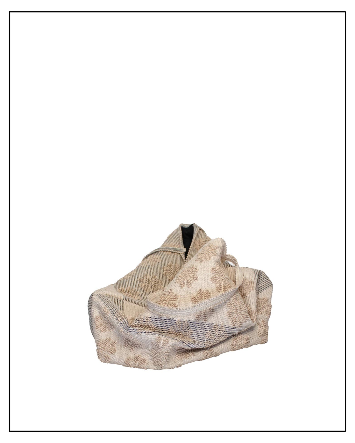 MACOMER Fiori Pib - Handwoven Beige and Black Tote