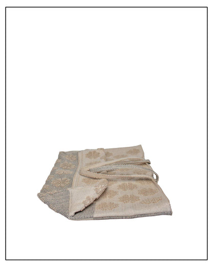 MACOMER Fiori Pib - Handwoven Beige and Black Tote