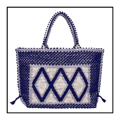 Main view front handbag - Sustainable tote - summer bag - luxury handbag - handwoven black and white tote made in Italy by hand • timeless individualistic fashion • eco-friendly fashion • socially responsible, lasting fashion
