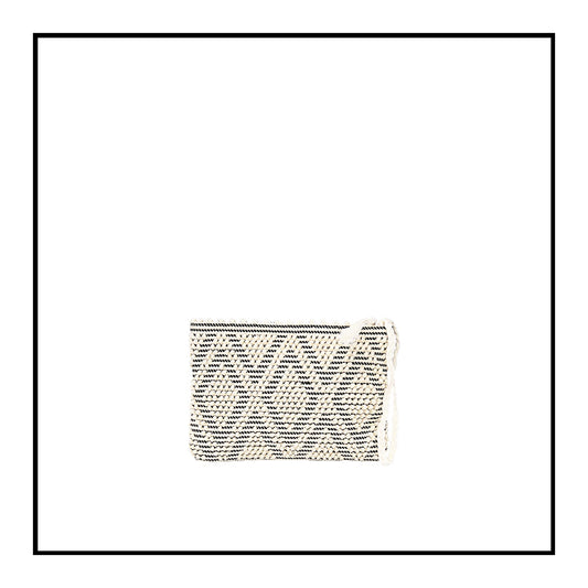 Piattina - Sustainable handwoven zip clutch bag - Cream Linen and Black Ground