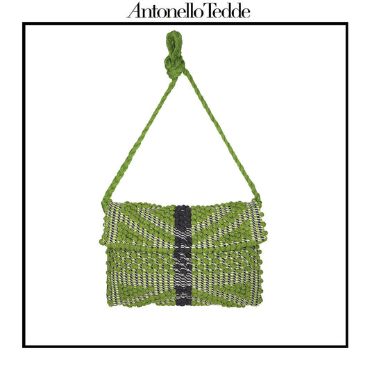 Green with Grey ground beloved style within the Antonello Tedde collection, the Suni Rombi cross-body Bag is celebrated for its effortless blend of elegance, function, and sustainable craftsmanship. 