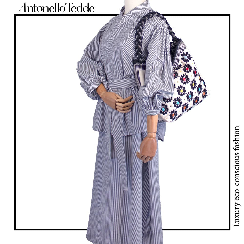 BANARI - Sustainable handwoven large HOBO handbag - Meticulously hand-stitched with unparalleled craftsmanship.  Black White Multicolour