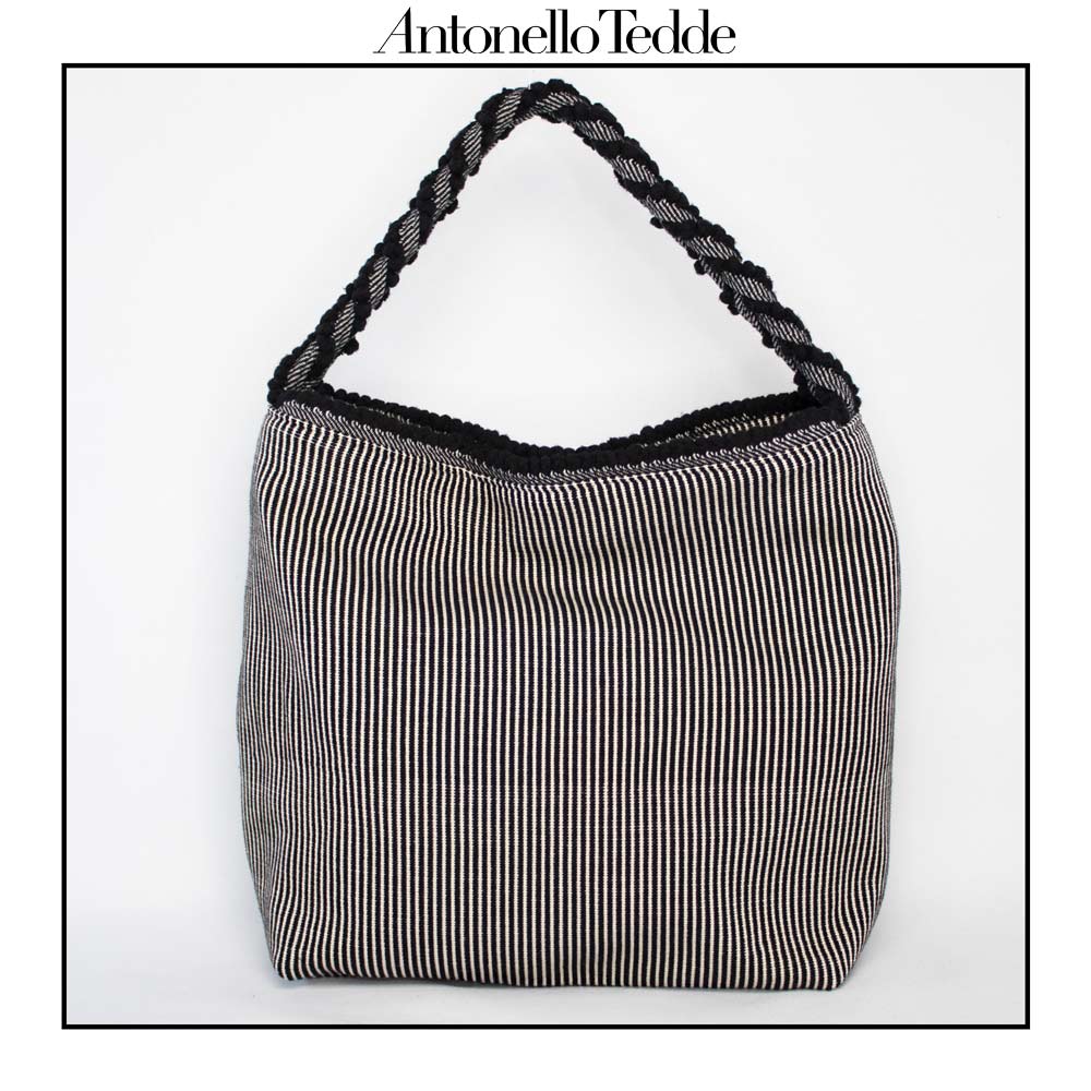 BANARI - Sustainable handwoven large HOBO handbag - Meticulously hand-stitched with unparalleled craftsmanship.  Black White Multicolour