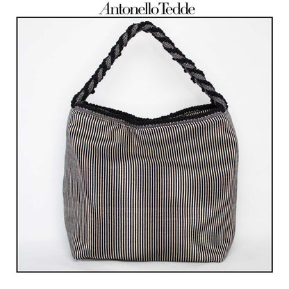 BANARI - Sustainable handwoven large HOBO handbag - Meticulously hand-stitched with unparalleled craftsmanship.  Black White Multicolour