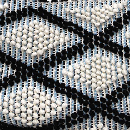 MONTESANTU SM - Sustainable handwoven small hobo handbag - Cream Linen with Black and light blue base bag