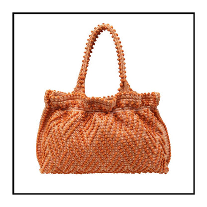 Nora bag with gathered top - Orange Main view front handbag - Sustainable tote - summer bag - luxury handbag - handwoven black and white tote made in Italy by hand • timeless individualistic fashion • eco-friendly fashion • socially responsible, lasting fashion.