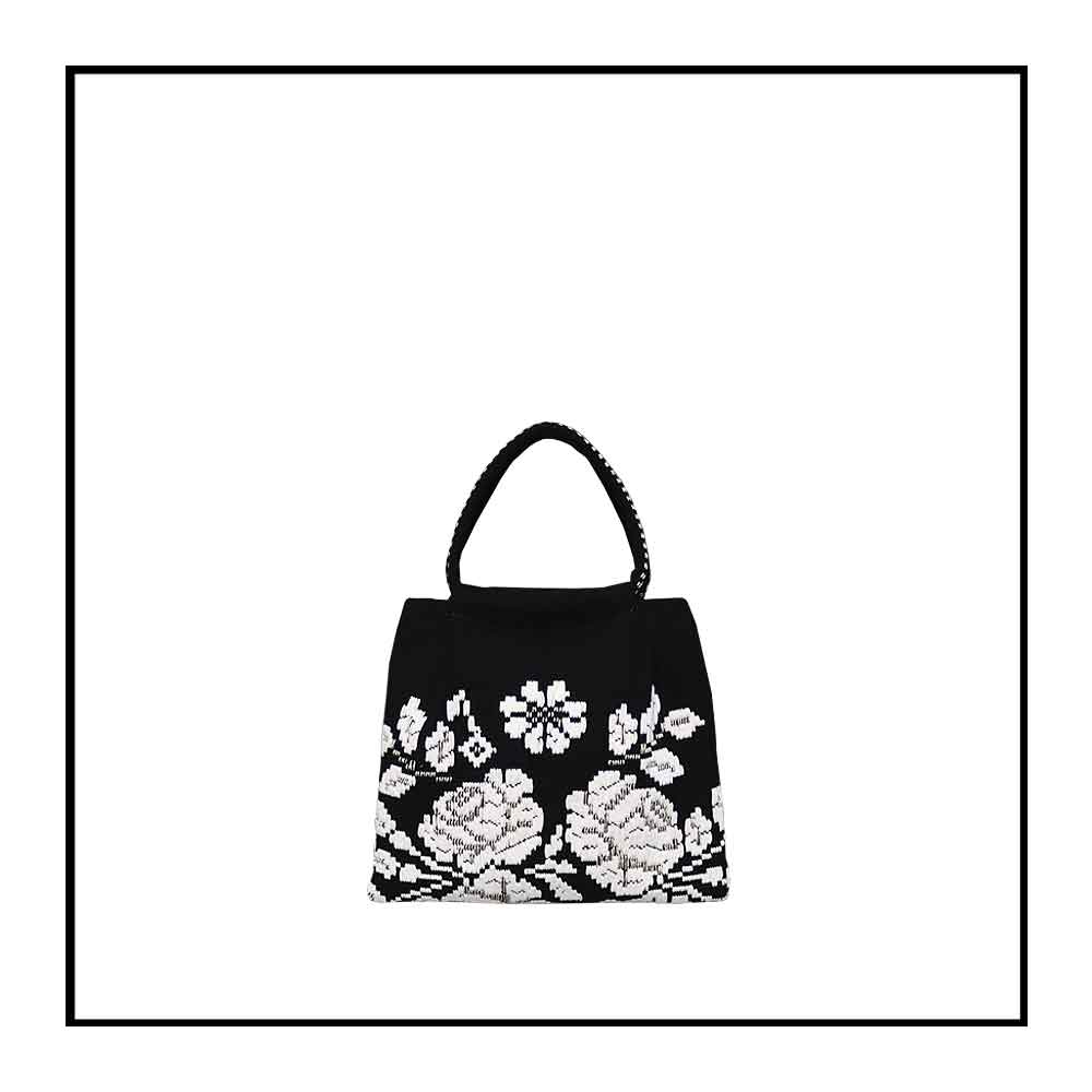 MAIN FRONTAL VIEW black and white evening bag to complete your look with our selection of accessories crafted with the environment in mind