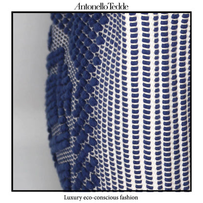 Urtei Rombi - Ethically Crafted Sardinian Handwoven Cotton tote: Sustainable Elegance preserving traditions BLUE WHITE bag