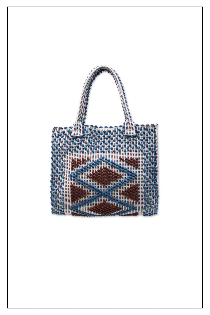 MAIN FRONTAL RECTANGULAR VIEW VIEW OF CHOC and DENIM medium tote bag  to complete your look with our selection of accessories crafted with the environment in mind