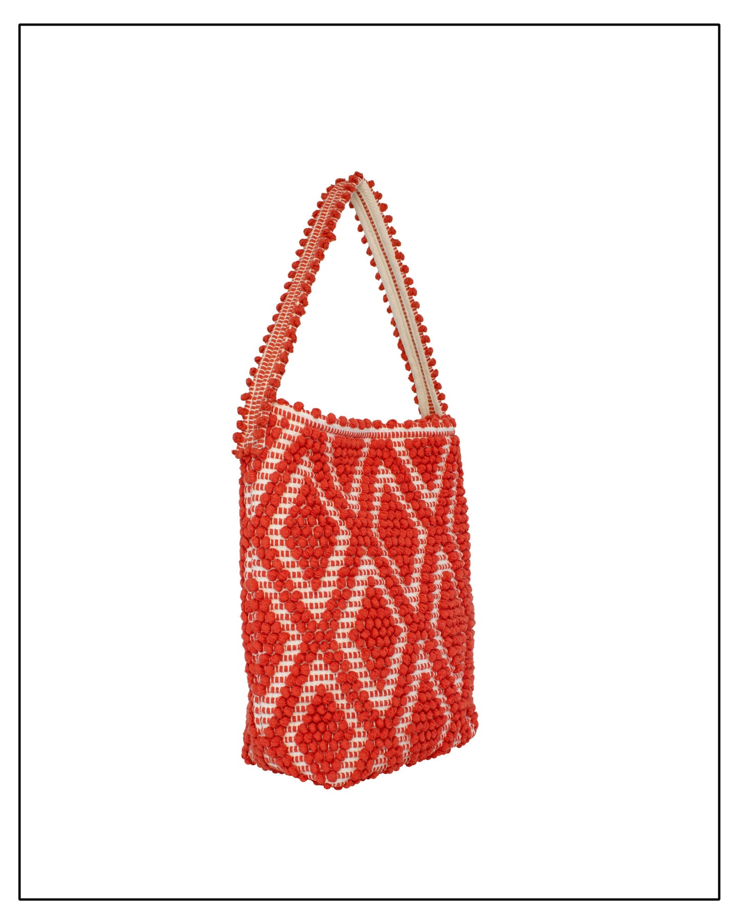 Bultei Tote Bag – Coral & Cream Handwoven Cotton | Antonello Tedde