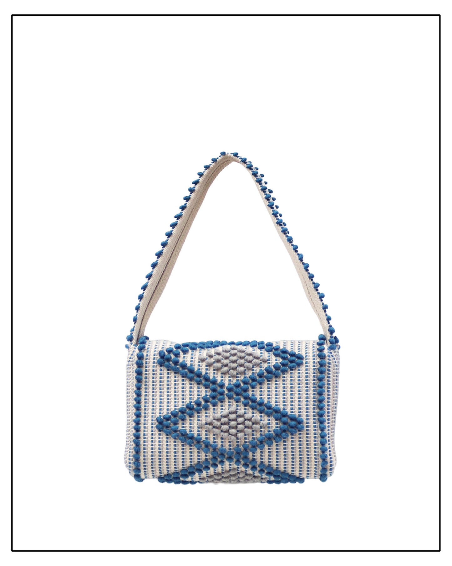 Suni X Crossbody Bag – Handwoven Rombi in Denim Blue & Grey  | Antonello Tedde