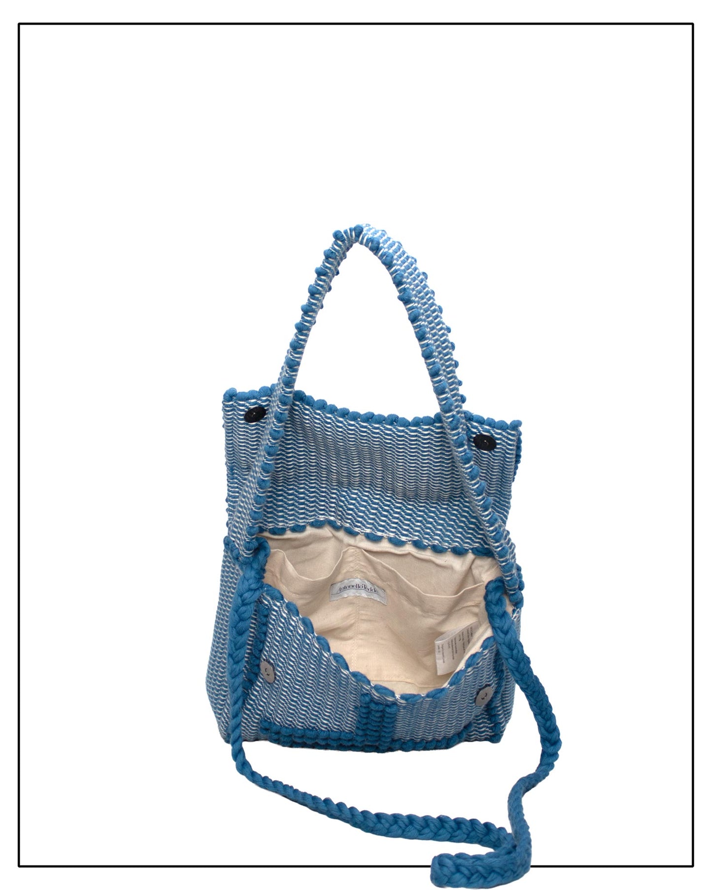 Suni X Crossbody Bag – Handwoven Rombi in Denim Blue & Grey  | Antonello Tedde