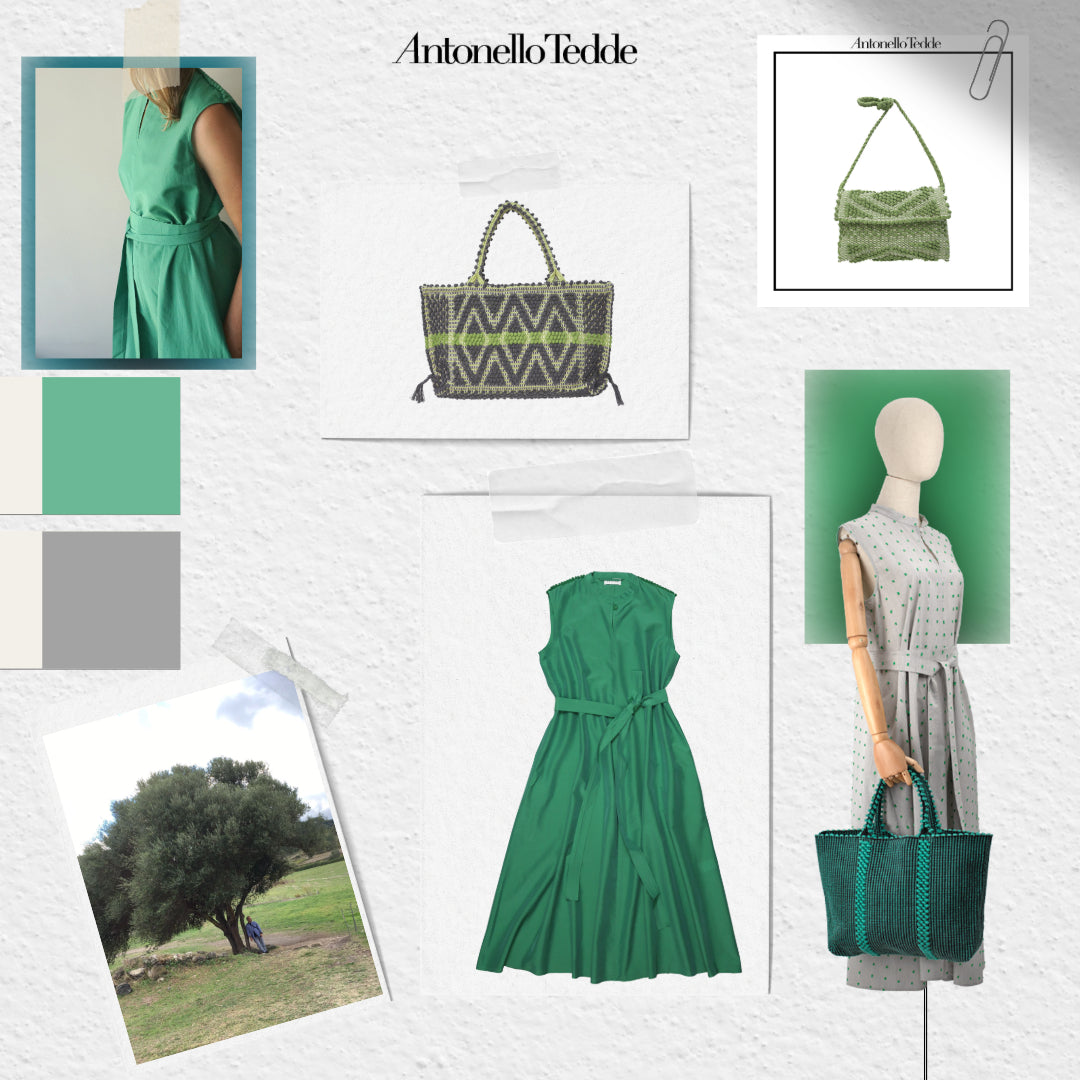 Antonello Tedde's Inspiration board featuring Sardinian landscapes and traditional Mediterranean patterns