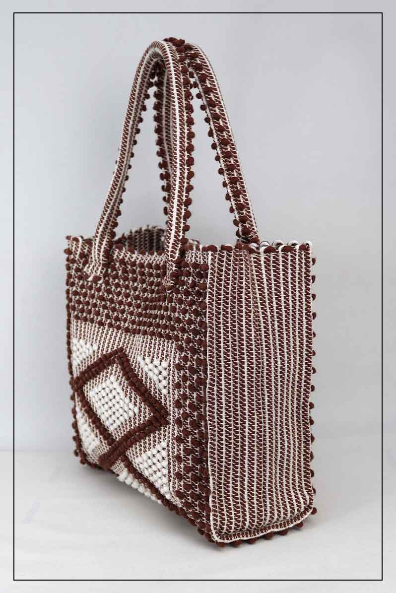 CHOC and CREAM medium tote bag side view to complete your look with our selection of accessories crafted with the environment in mind