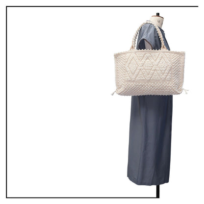 on the stand for proportions Medium tote bag cream base chestnut Ethical and Sustainable Handbags. The best eco luxury bags and accessories brand. Stylish clothes and Eco-Friendly with recycled yarns #luxury #ecoconcious #sustainablestyle #ethicalbrands #ethicalhandbags #handbags #sustainablelifestyle #ethicalfashion #sustainability