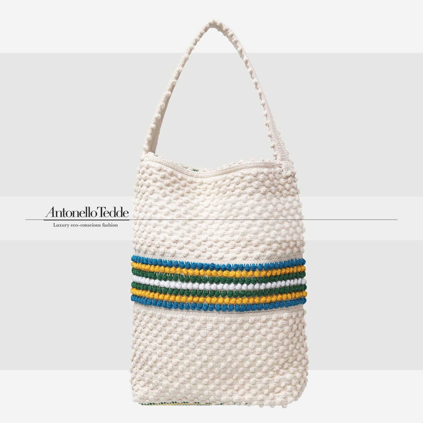 BULTEI Rombi - Ethically Crafted Sardinian Handwoven Cotton Bag: Sustainable Elegance with Redefined Quality in CREAM AND MULTICOLOUR