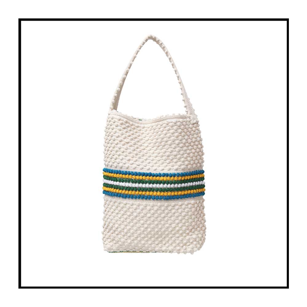 BULTEI Rombi - Ethically Crafted Sardinian Handwoven Cotton Bag: Sustainable Elegance with Redefined Quality in CREAM AND MULTICOLOUR