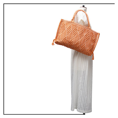 CAPRICCIOLI Medium ZigZag - Eco-conscious handwoven medium tote handbag - Orange