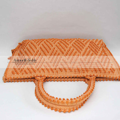 CAPRICCIOLI Medium ZigZag - Eco-conscious handwoven medium tote handbag - Orange