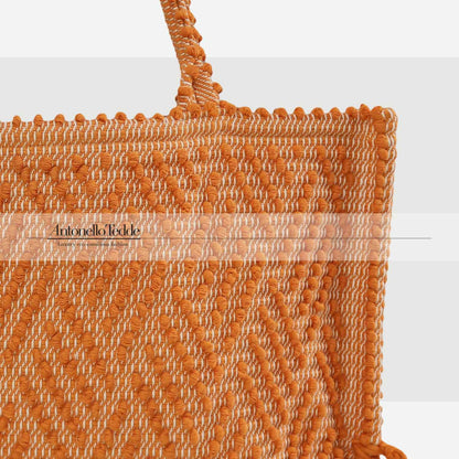 CAPRICCIOLI Medium ZigZag - Eco-conscious handwoven medium tote handbag - Orange