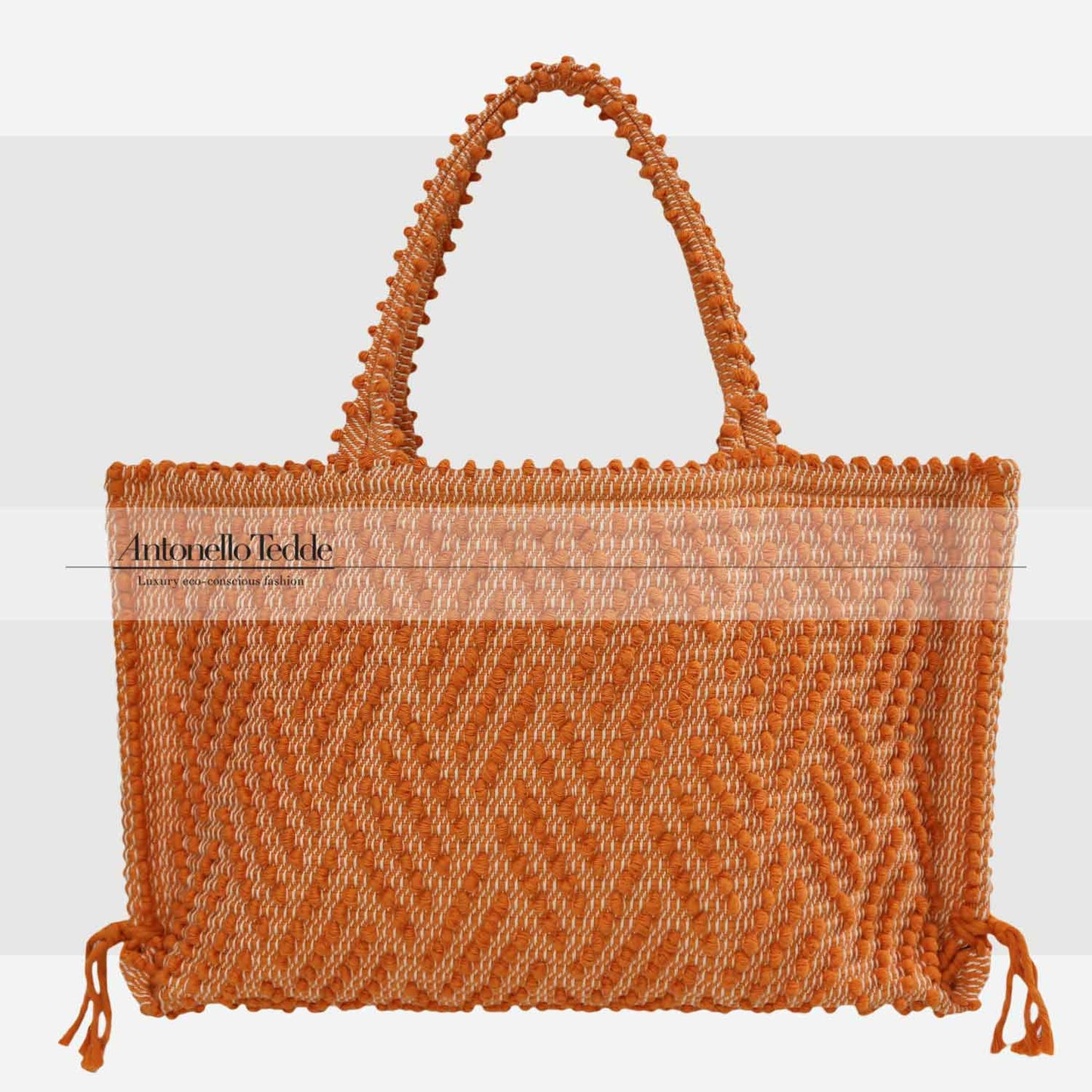 CAPRICCIOLI Medium ZigZag - Eco-conscious handwoven medium tote handbag - Orange
