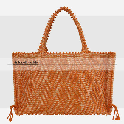 CAPRICCIOLI Medium ZigZag - Eco-conscious handwoven medium tote handbag - Orange